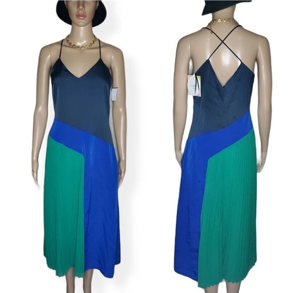 Women's Pleated Dress -CUSHNIE -black/Blue… - Picture 2 of 14